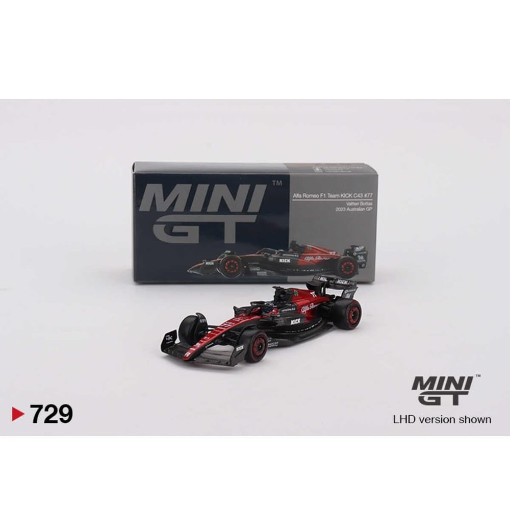 Mini GT Alfa Romeo C43 #77 Valtteri Bottas 2023 Australian GP modeli