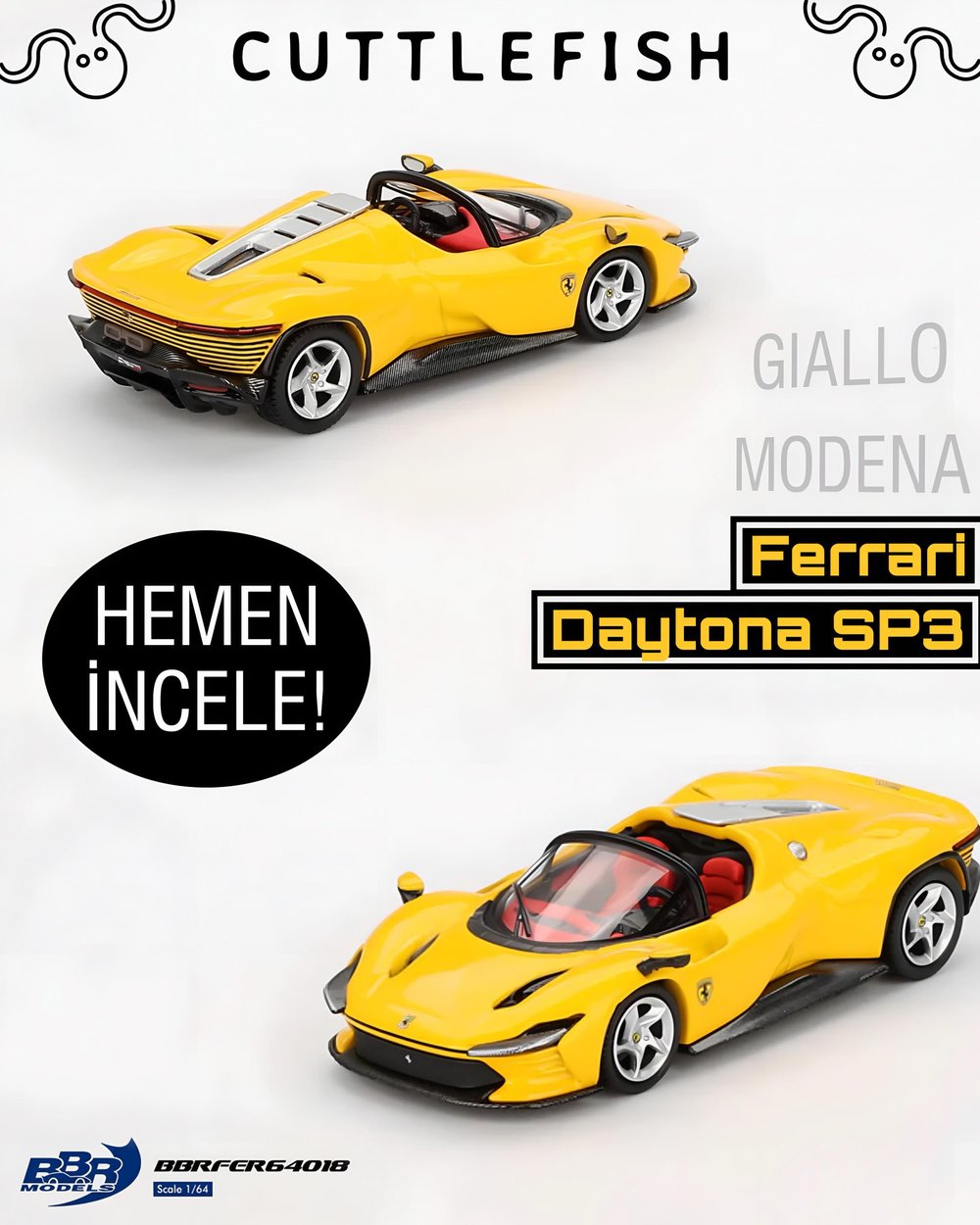 Mini GT 1/64 BBR Ferrari Daytona SP3 Giallo Modena BBRFER64018