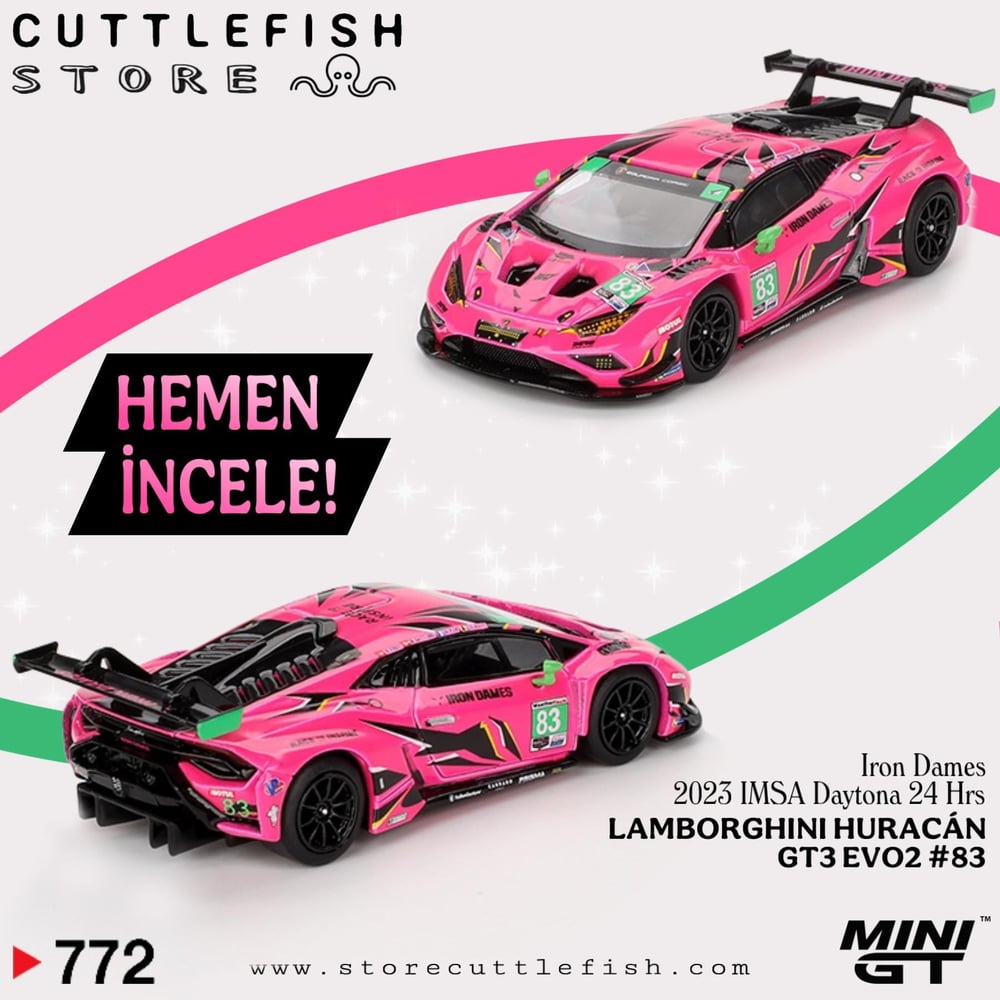 Mini GT 1/64 Lamborghini HURACÁN GT3 EVO2 #83 IRON DAMES 2023 IMSA DAYTONA 24 HRS MGT00772