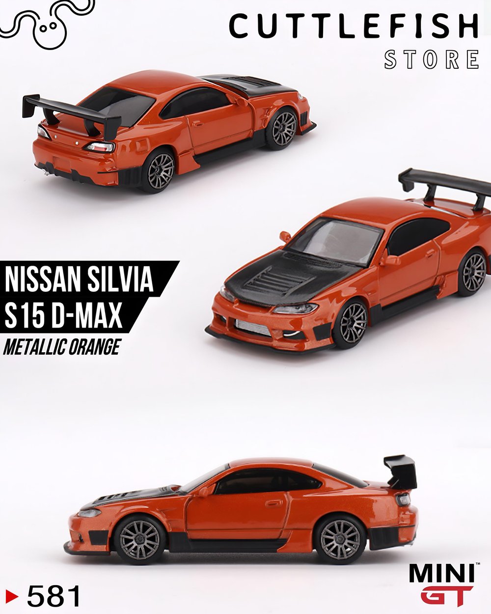 Mini GT 1/64 Nissan Silvia S15 D-MAX Metallic Orange MGT00581