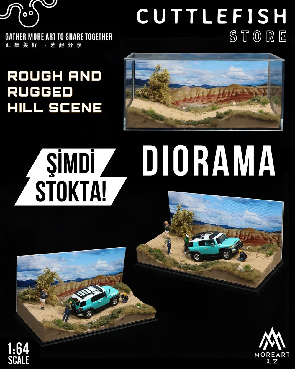 MoreArt 1:64 ROUGH AND RUGGED HILL SCENE MODEL