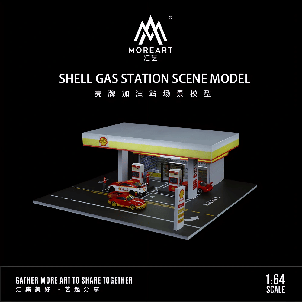 MoreArt 1:64 SHELL GAS STATION SCENE MODEL