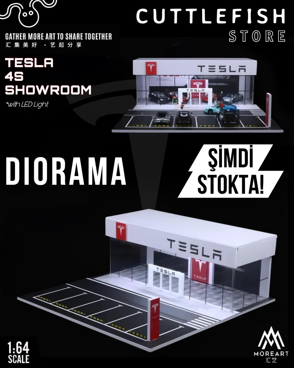 MoreArt 1/64 TESLA 4S SHOWROOM MODEL MO936007