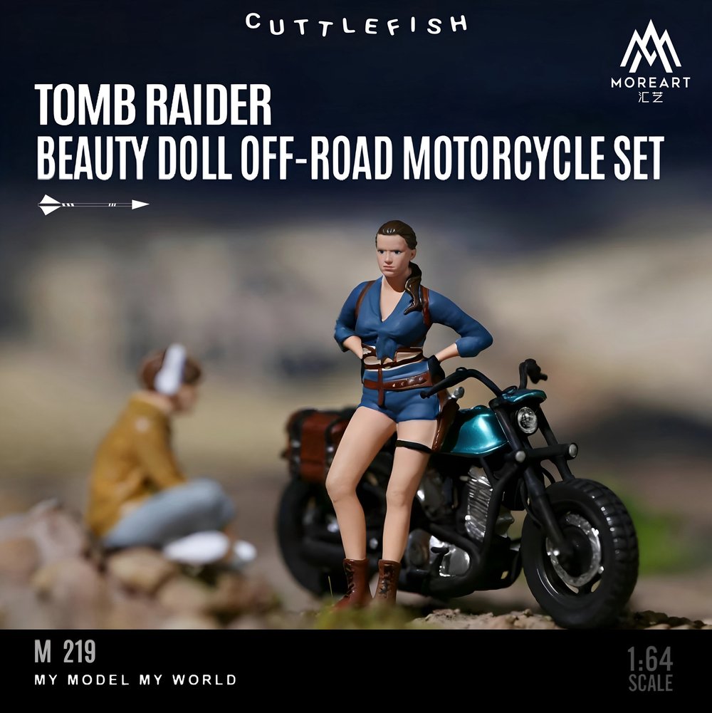 MoreArt 1:64 TOMB RAIDER BEAUTY DOLL OFF-ROAD MOTORCYCLE SET