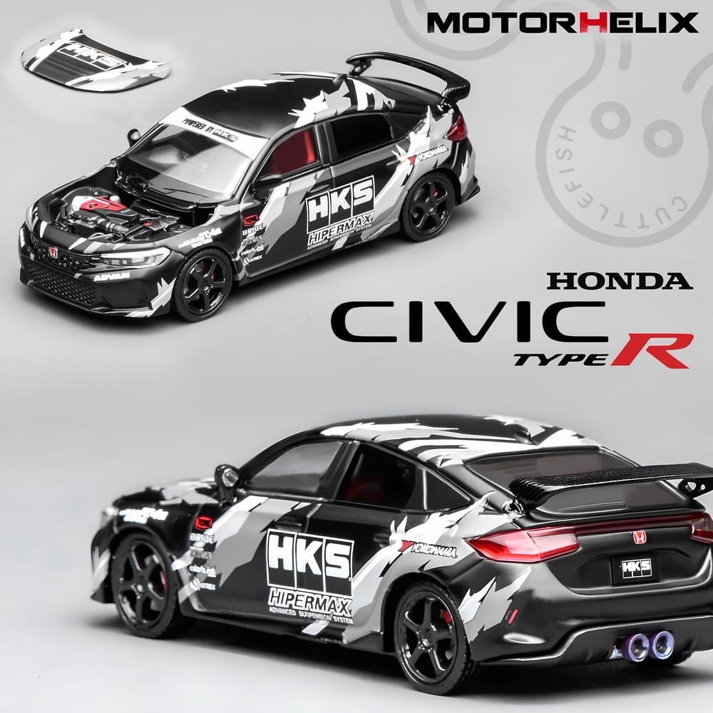Motorhelix 1:64 Honda Civic TYPE R (FL5) HKS Livery -Matte Black