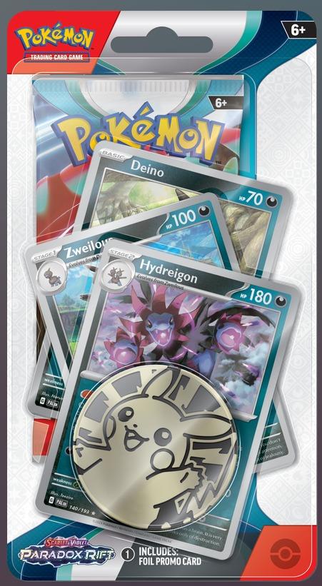 POKEMON TCG: Scarlet & Violet// Paradox Rift Premium Checklane Booster Paket (Hydreigon)