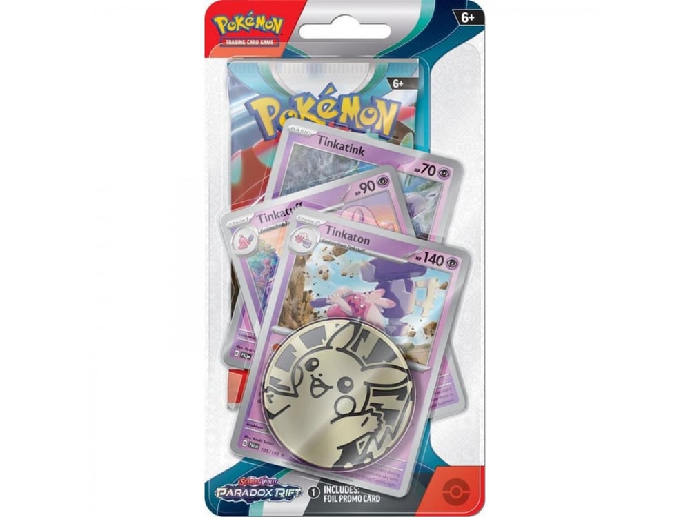 POKEMON TCG: Scarlet & Violet// Paradox Rift Premium Checklane Booster Paket (Tinkaton)