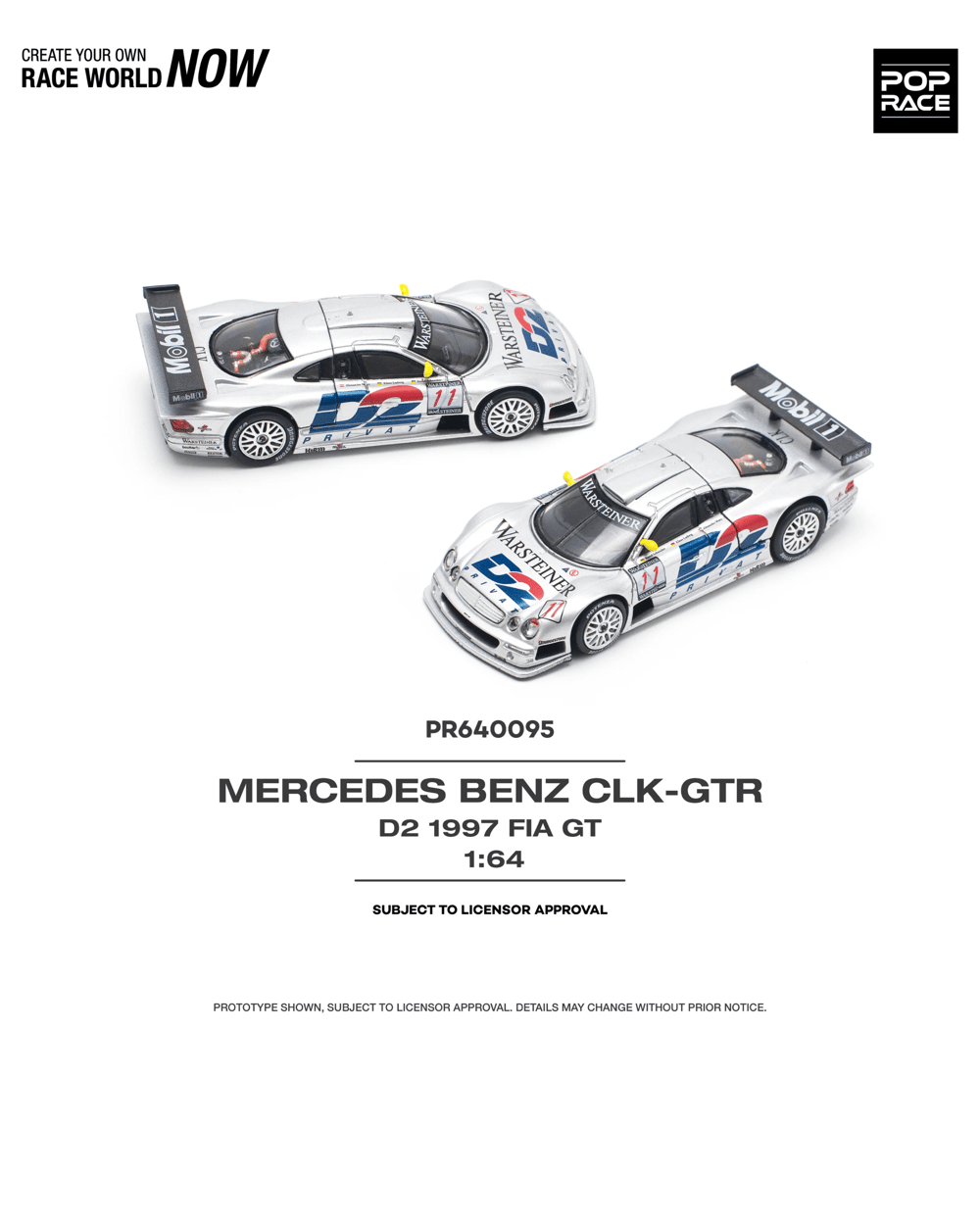 POP RACE 1/64 MERCEDES-BENZ CLK AMG GTR - 1997 FIA GT D2 PRIVAT PR640095