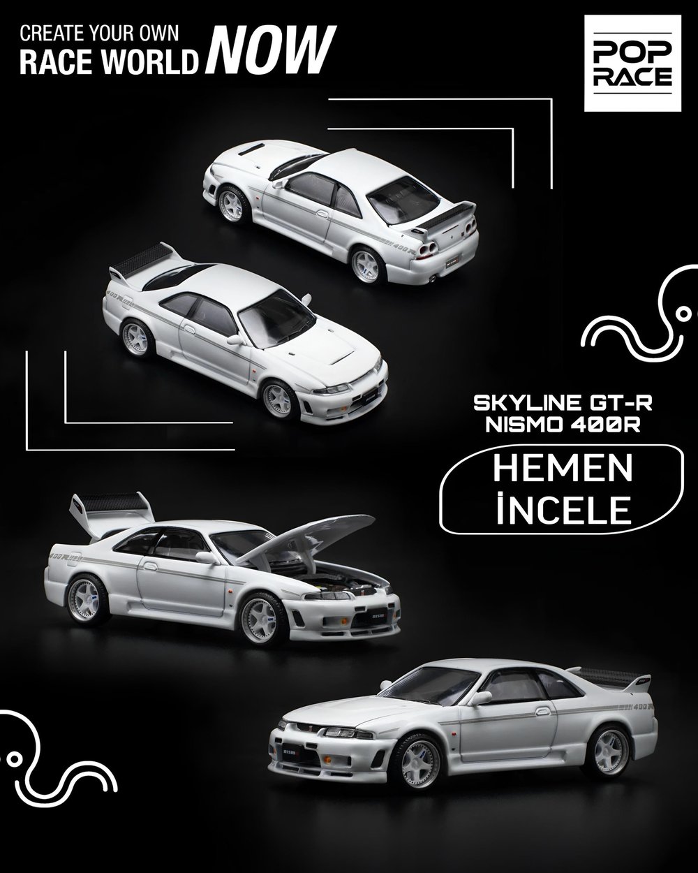 Pop Race Nissan Skyline GTR Nismo 400R White -PR64/0052