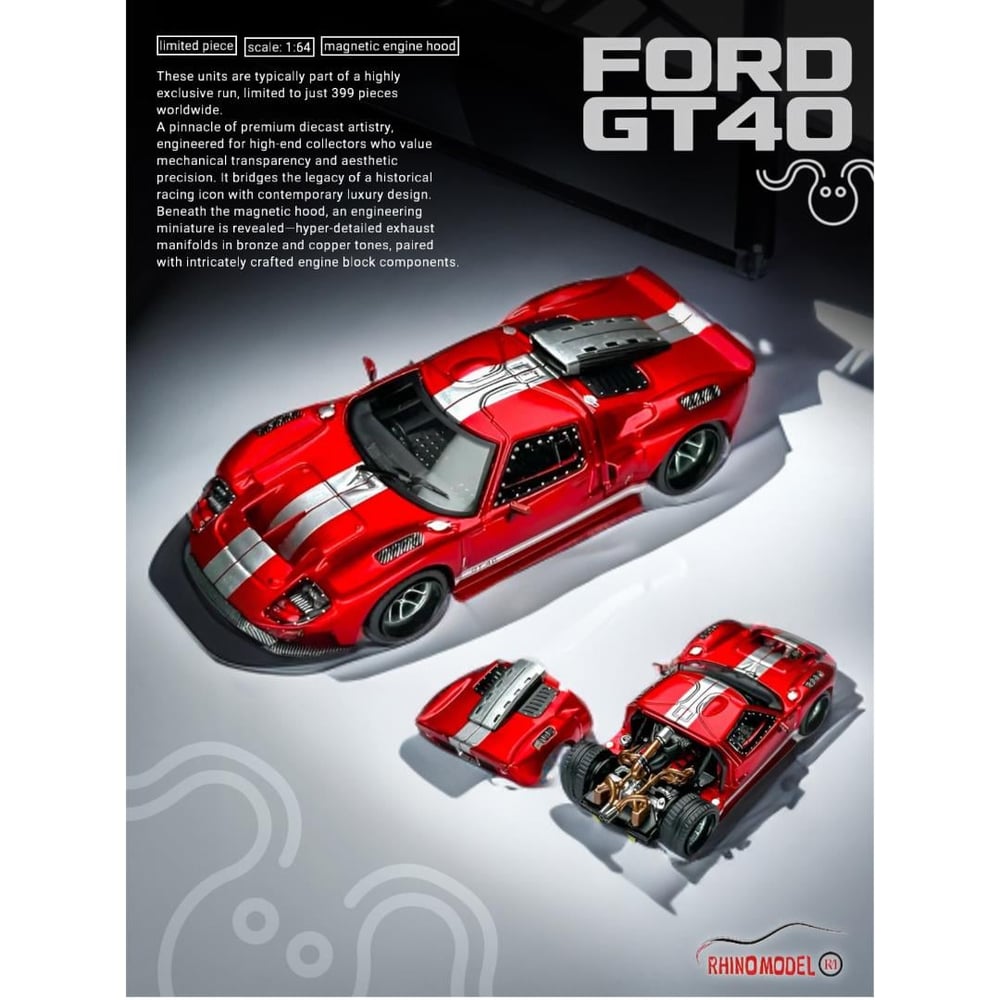 Rhino Model RM Ford GT40 Transparent Red 1:64