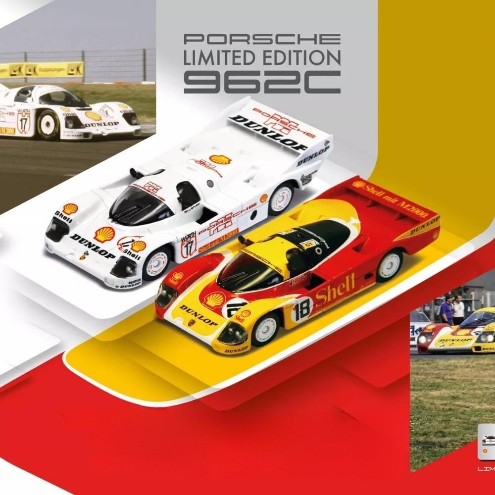 SPARKY 1/64 DIECAST Porsche 962C SHELL COMBO - Le Mans 1988 #18 & DUNLOP SUPERCUP H.J.STUCK 1987 #17