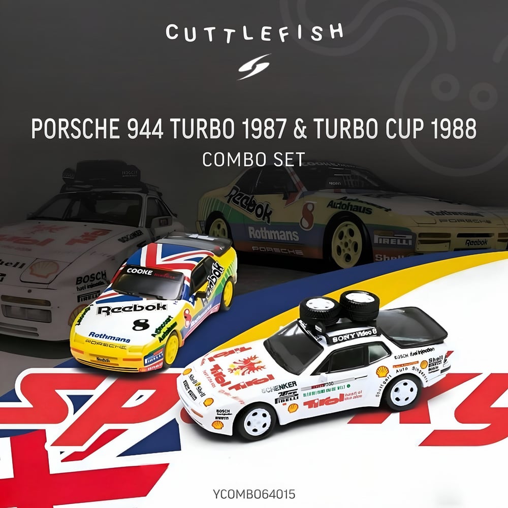 Sparky X Tiny 1:64 Porsche 944 Turbo 1987 & Turbo Cup 1988 Combo Set