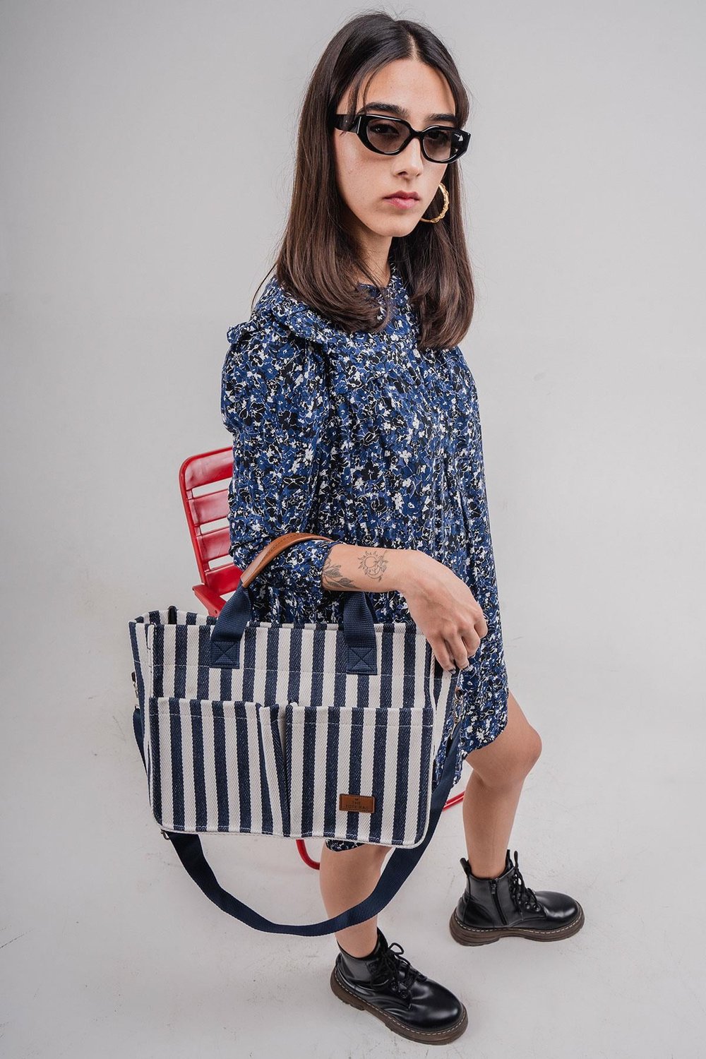  Woys Üç Gözlü Lacivert Tote Bag Kadın Çantası 