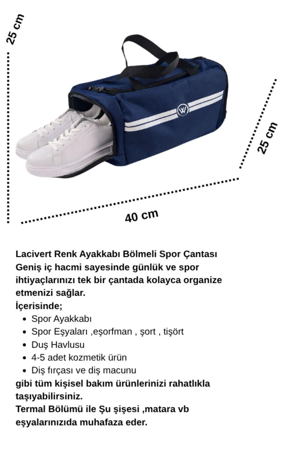 Lacivert Renk Ayakkabı ve Termal Bölmeli Spor Çantası