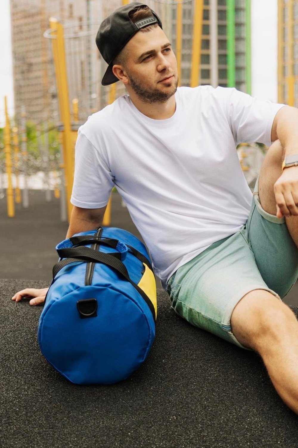 Woys Mavi Renk Silindir Spor Çantası - Antreman Çantası- GYM Çantası -Fitness Çantası