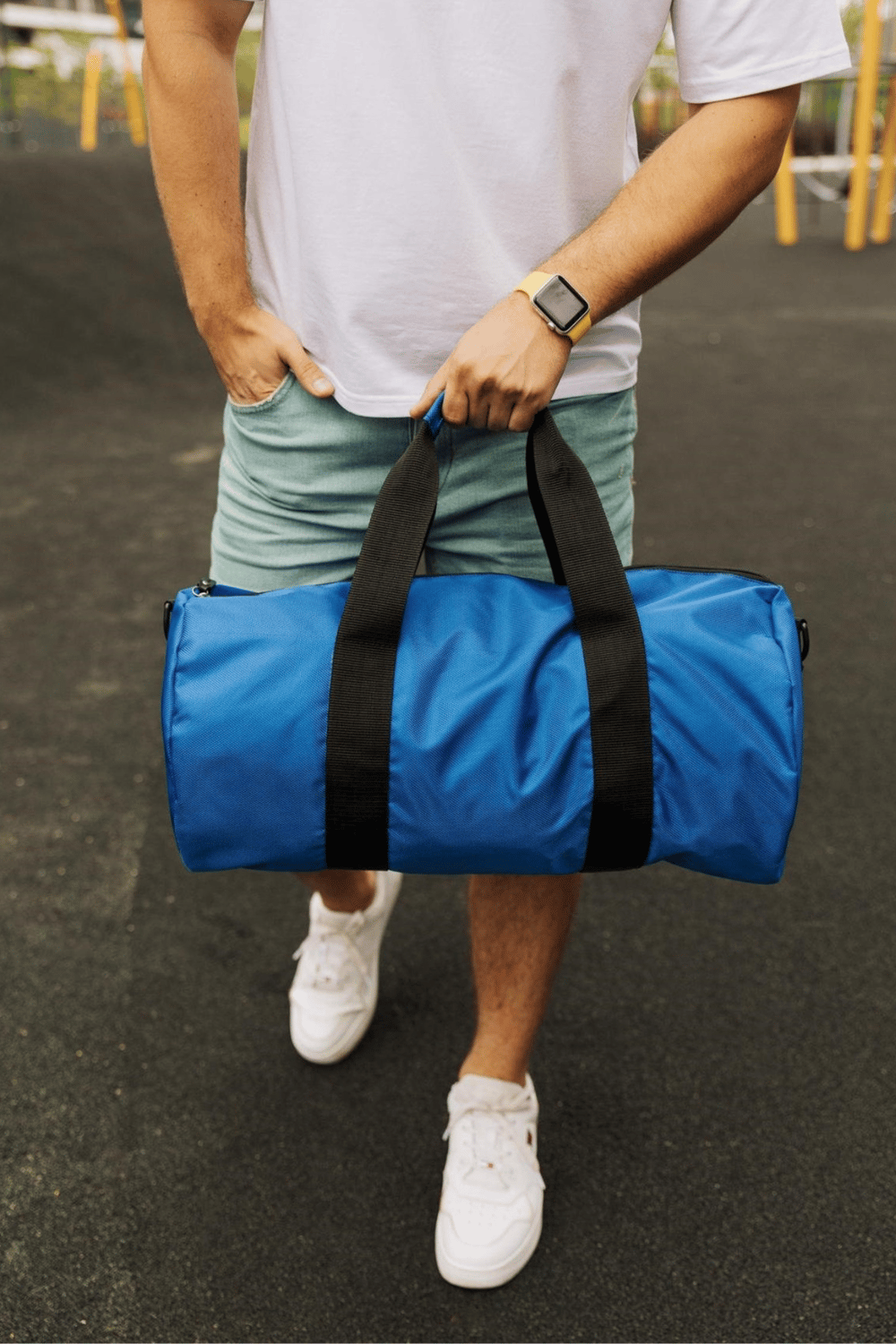 Woys Mavi Renk Silindir Spor Çantası - Antreman Çantası- GYM Çantası -Fitness Çantası