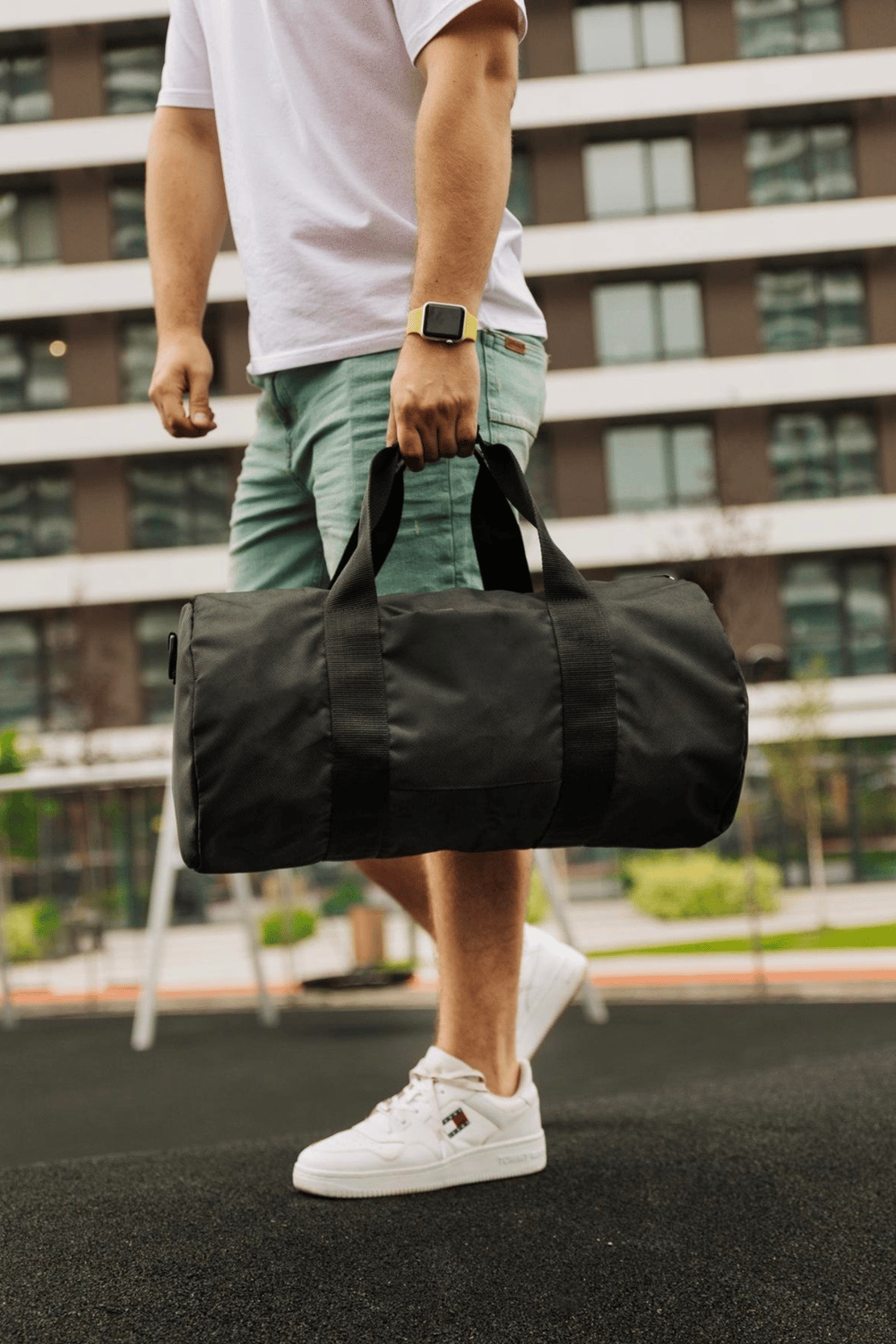 Woys Siyah Renk Silindir Spor Çantası - Antreman Çantası- GYM Çantası -Fitness Çantası