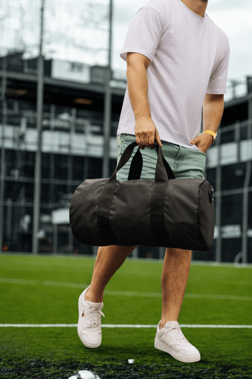 Woys Siyah Renk Silindir Spor Çantası - Antreman Çantası- GYM Çantası -Fitness Çantası
