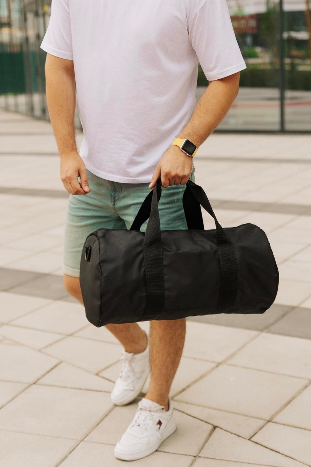 Woys Siyah Renk Silindir Spor Çantası - Antreman Çantası- GYM Çantası -Fitness Çantası