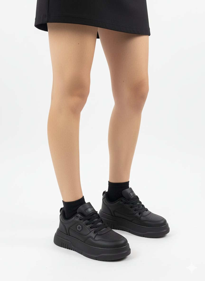 Kadın Kalın Taban Suni Deri Rahat Sneakers Spor Ayakkabı