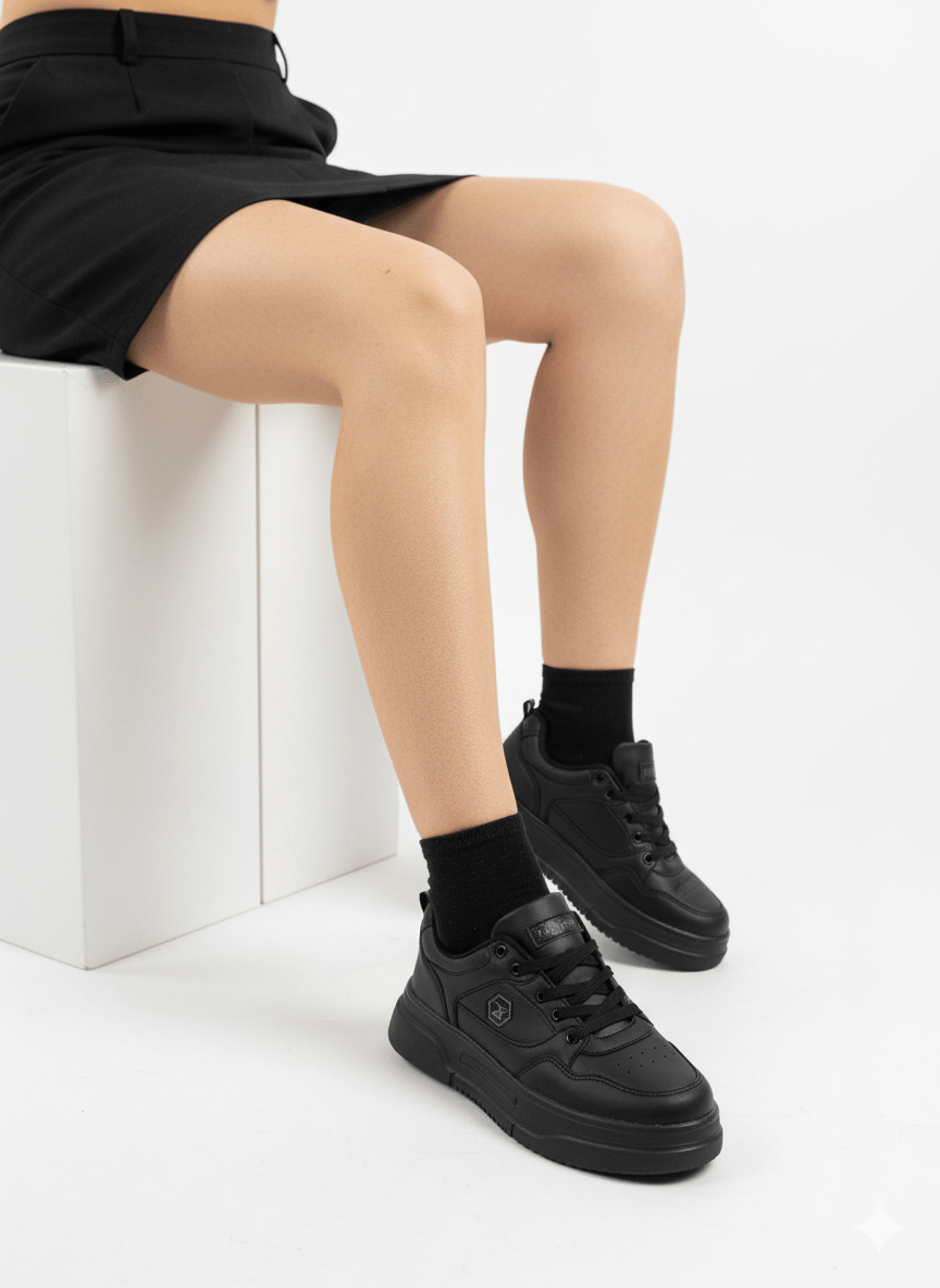 Kadın Kalın Taban Suni Deri Rahat Sneakers Spor Ayakkabı