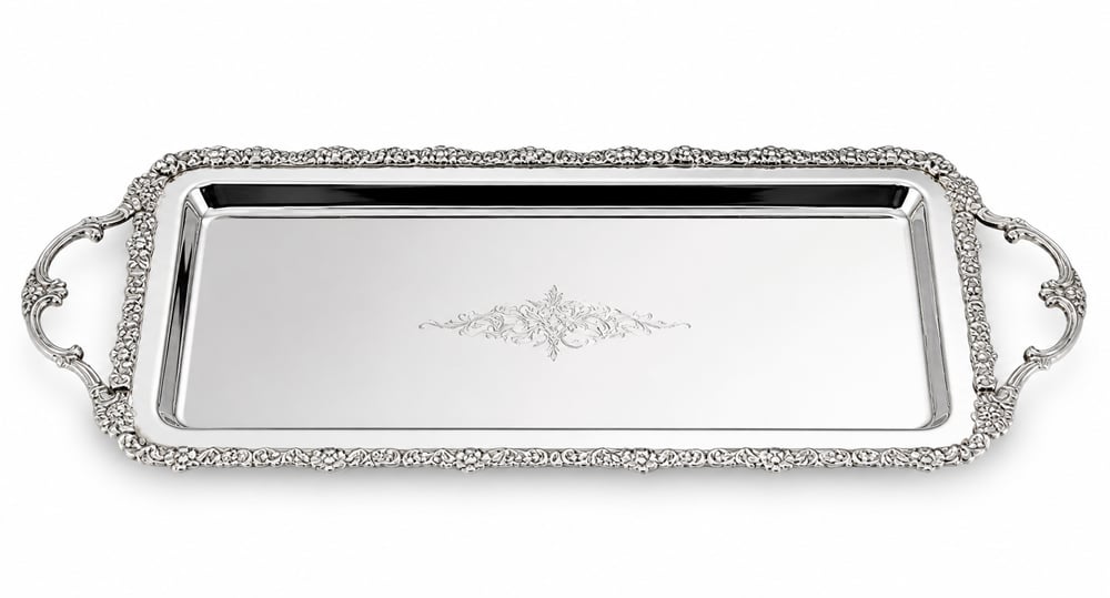 ENGRAVE BORDER BATON GÜMÜŞ TEPSİ