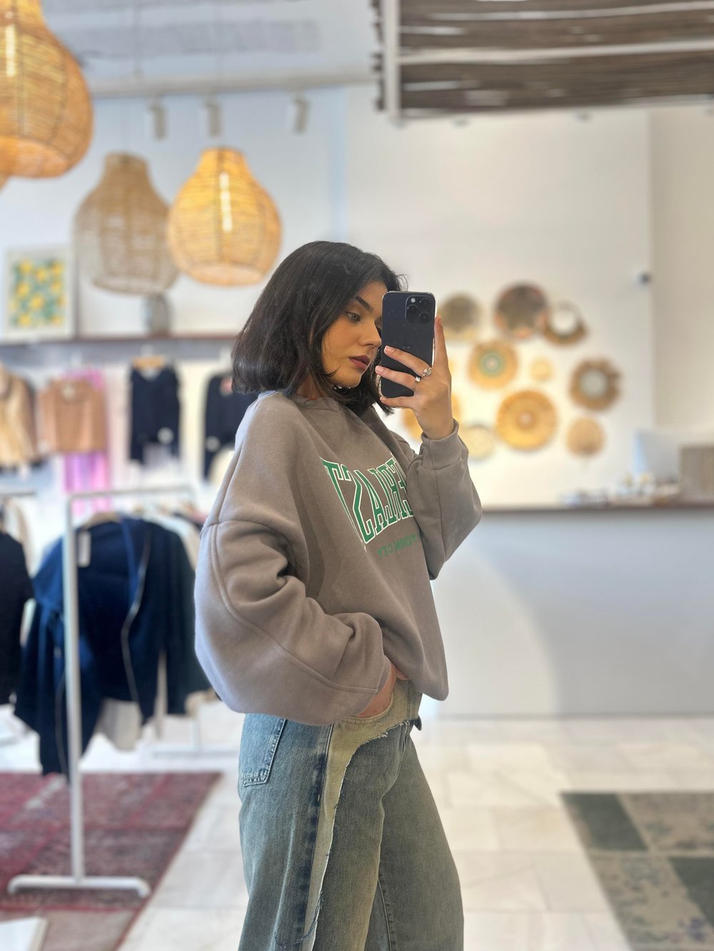Baskılı Antrasit Sweatshirt