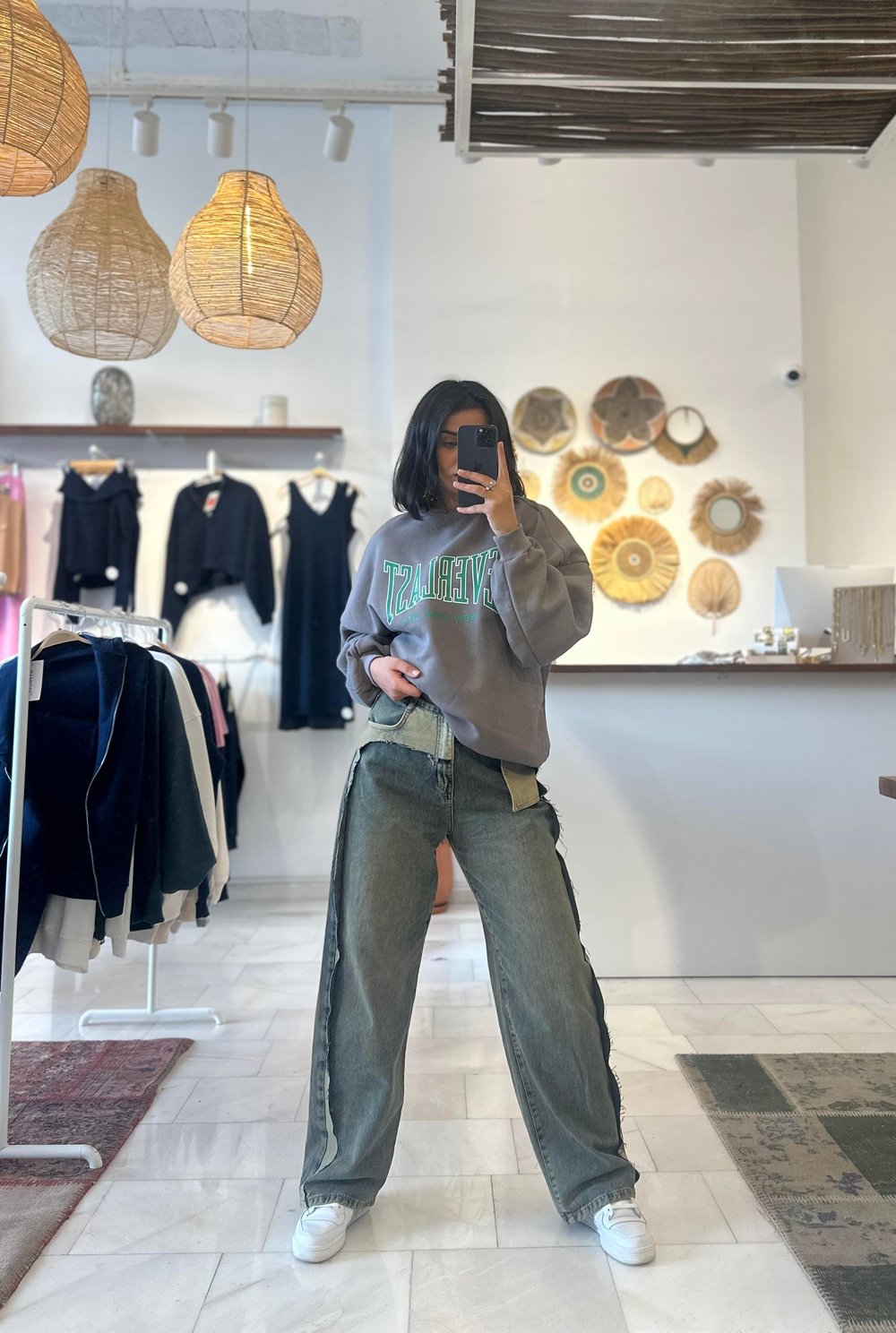 Baskılı Antrasit Sweatshirt