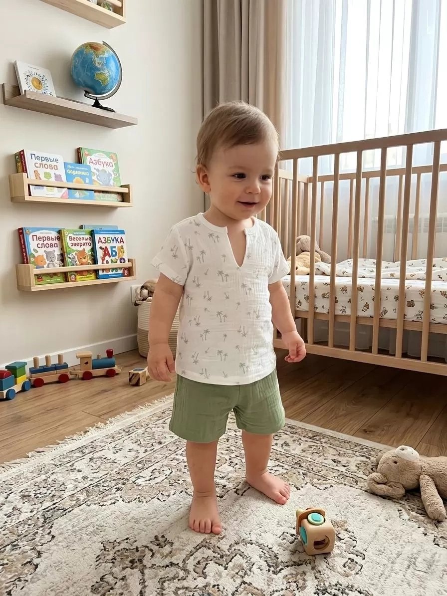 1/4 Yaş Müslin Kumaş Bebek Takımı