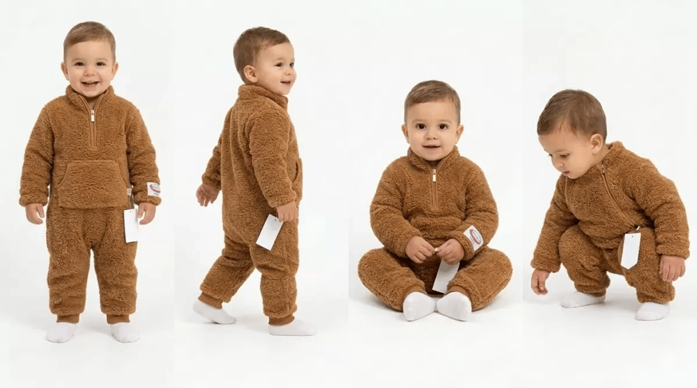 3-12 Ay Peluş Kumaş Çıtçıtlı Bebek Tulumu