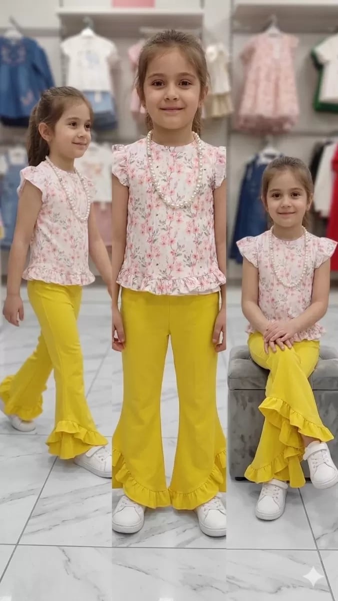 6-7-8 Yaş Kolyeli Full Likra Çocuk Takımı