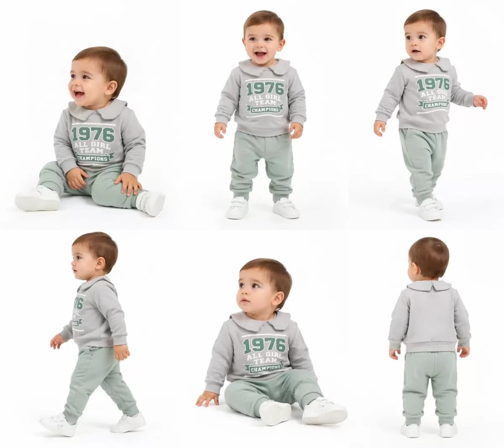 6/24 Ay Bebe Yakalı Penye Bebek Takımı