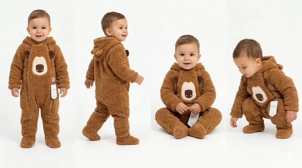 6/24 Ay Peluş Kumaş Çift Fermuarlı Bebek Tulumu