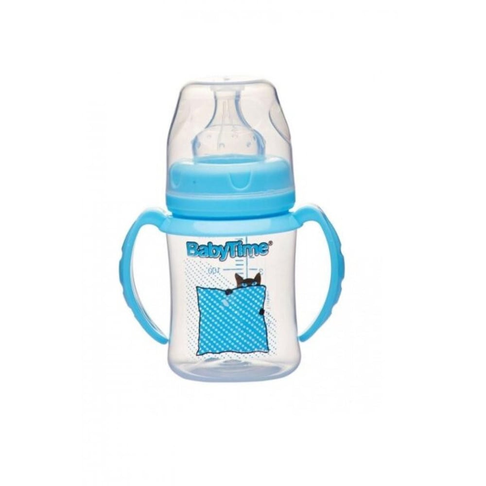 Baby Time Silikon Uçlu Geniş Ağız Kulplu Biberon - 150ml