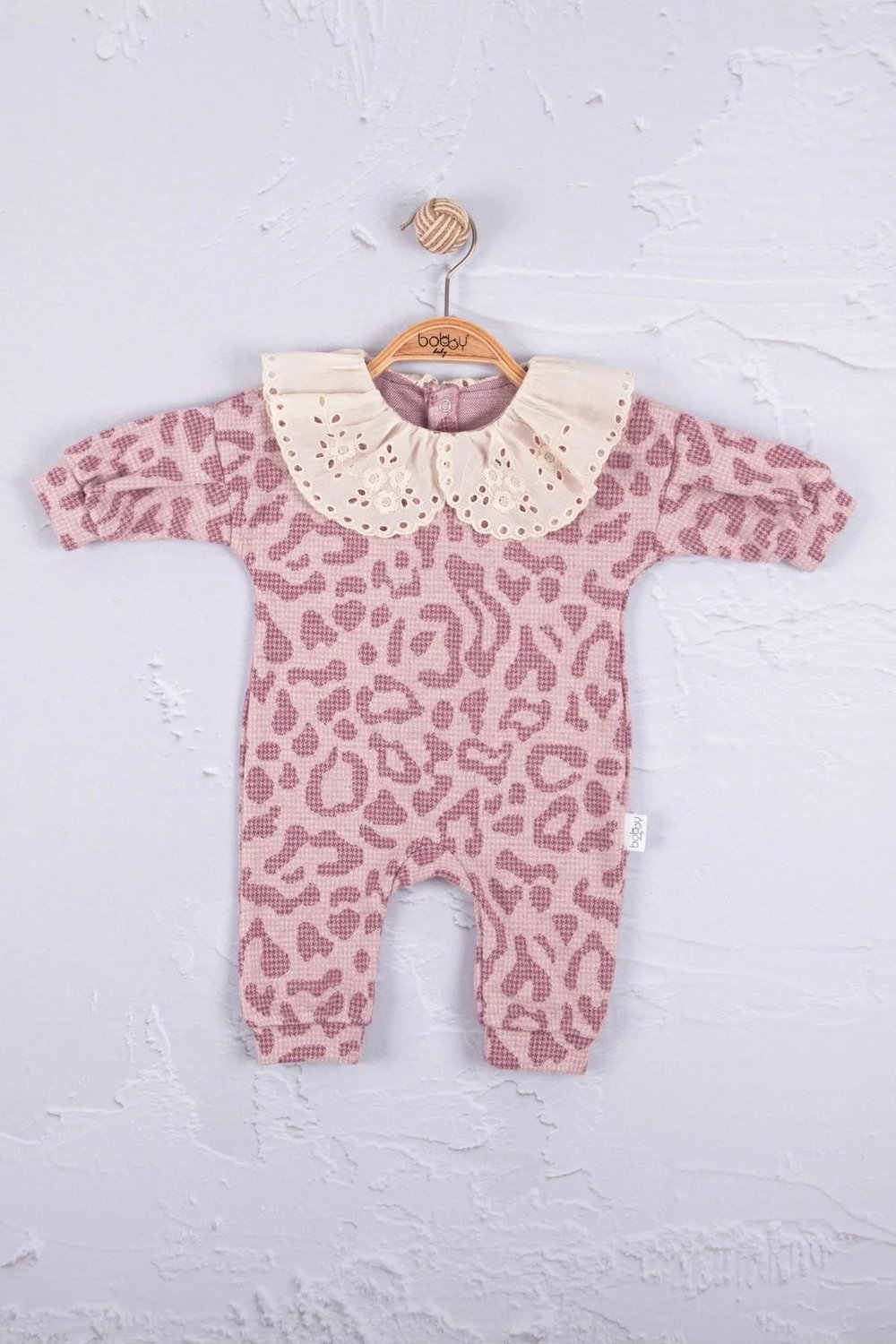 Leopar Dama Desenli % 100 Pamuk Kız Bebek Tulum