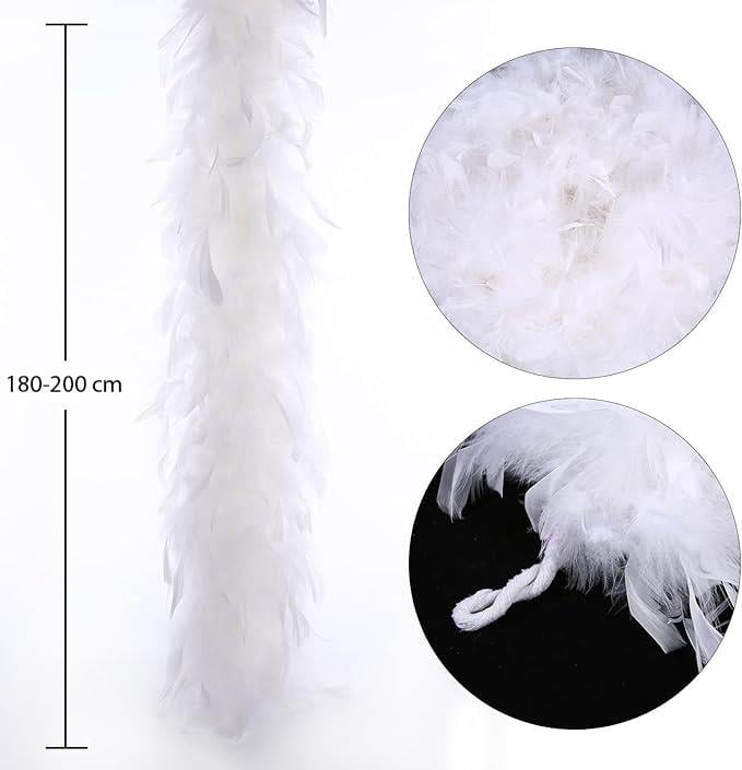 Nessiworld Beyaz Renk Kabarık Kalın Otriş Boa Tüy 6 cm Genişlik 180-200 cm Uzunluk