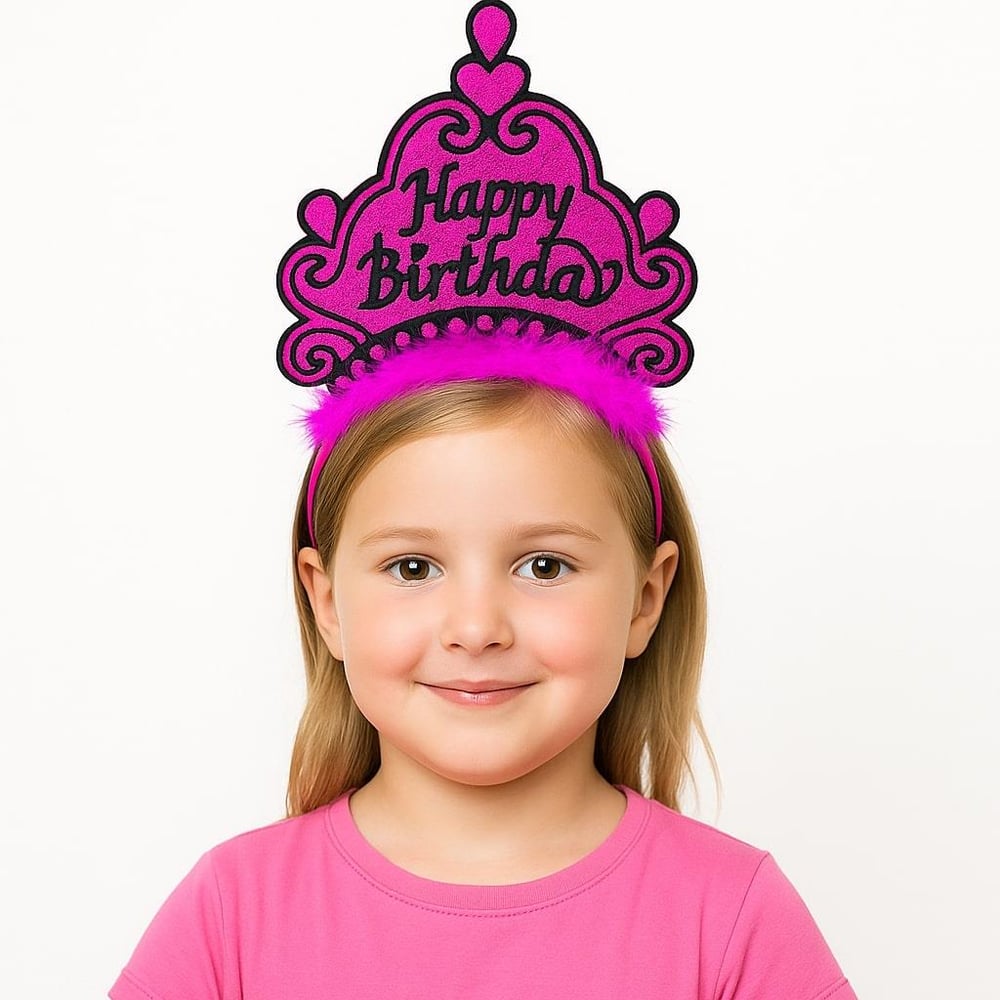 Nessiworld Fuşya Happy Birthday Prenses Tacı – Doğum Günü Taç Aksesuarı