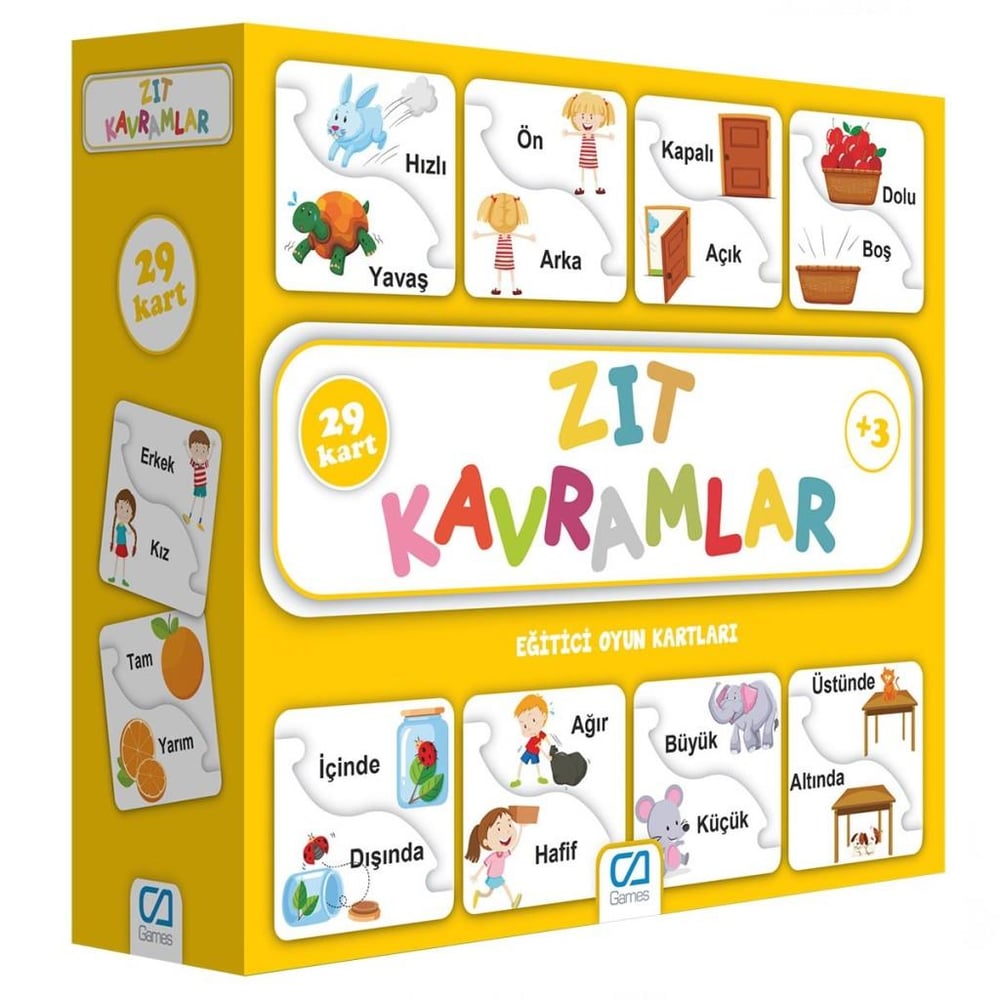 Zıt Kavramlar Eğitici Oyun Kartları