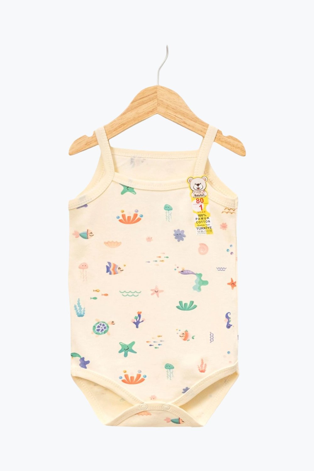 Deniz Kabuğu Desenli Küçük İp Askılı Body (1-9 Ay)Wizly BabyBebek Body