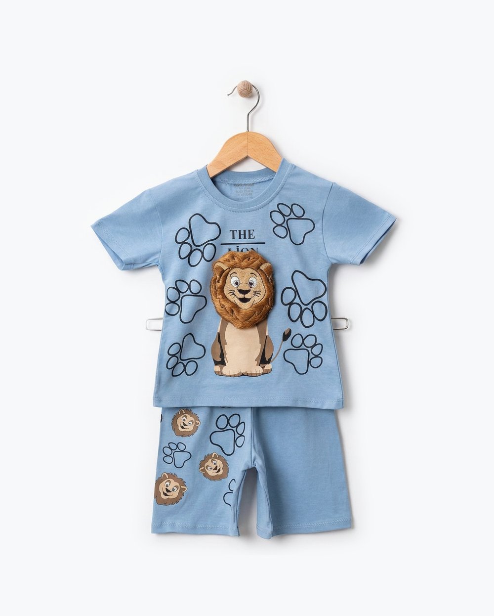 Lion King Baskılı Aslan Kafa Nakışlı Penye TakımWizly BabyAlt-Üst Takım
