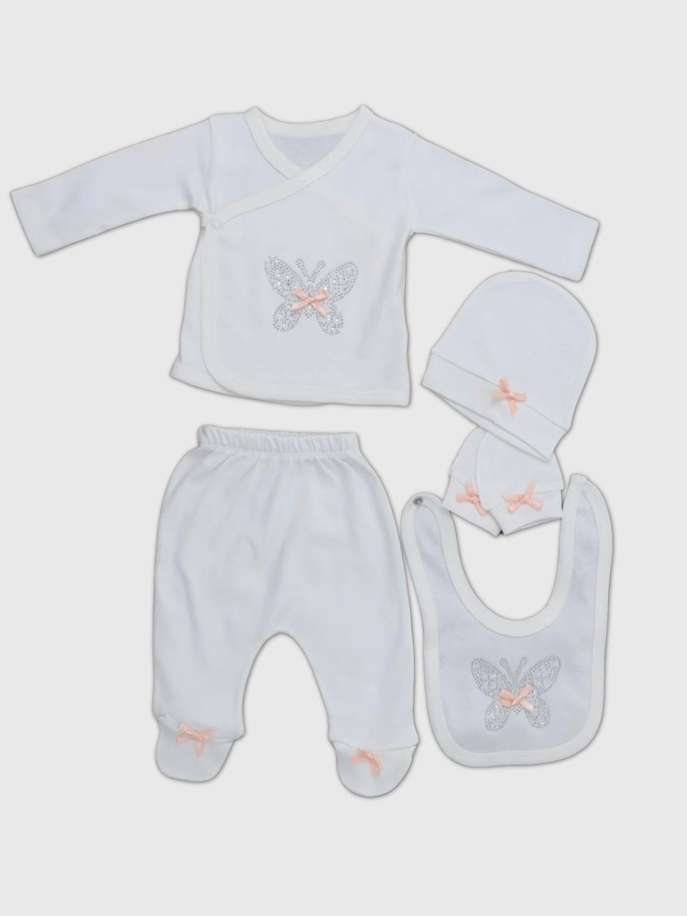 Sema Baby 5 Parça Hastane Çıkışı Zıbın Seti 0-3 Ay - ButterflySema BabyBebek Zıbın
