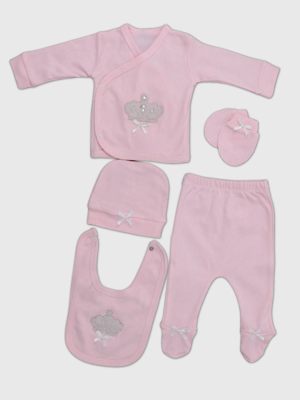 Sema Baby 5 Parça Hastane Çıkışı Zıbın Seti 0-3 Ay - QueenSema BabyBebek Zıbın