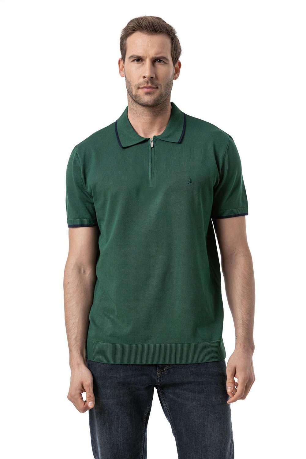 Sweaters - Zipped Polo Shirt