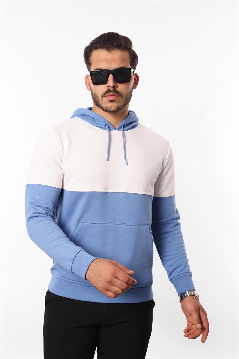 3 İplik Kapüşonlu Kanguru Cepli Sweatshirt – Pamuk Viskon Regular Fit Rugatchi Exclusive