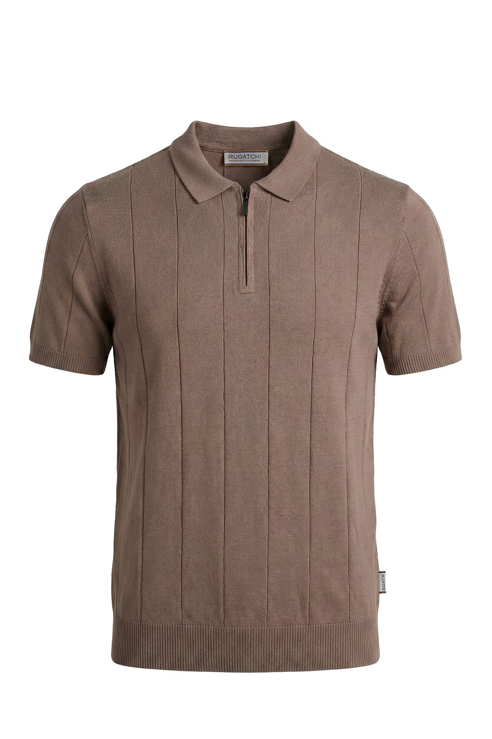 Knit Ribbed Half-Zip Polo Shirt