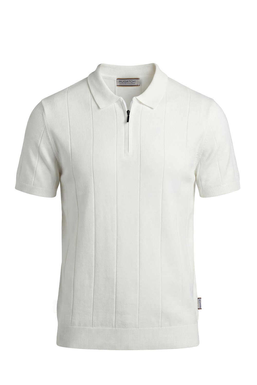 Knit Ribbed Half-Zip Polo Shirt