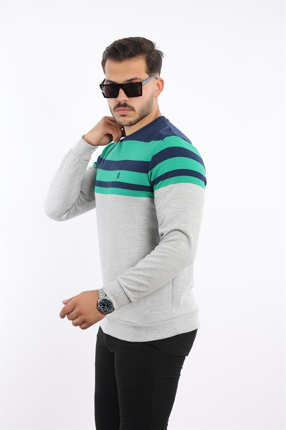 Rugatchi Panolu Selanik Sweatshirt – %100 Pamuk Bisiklet Yaka