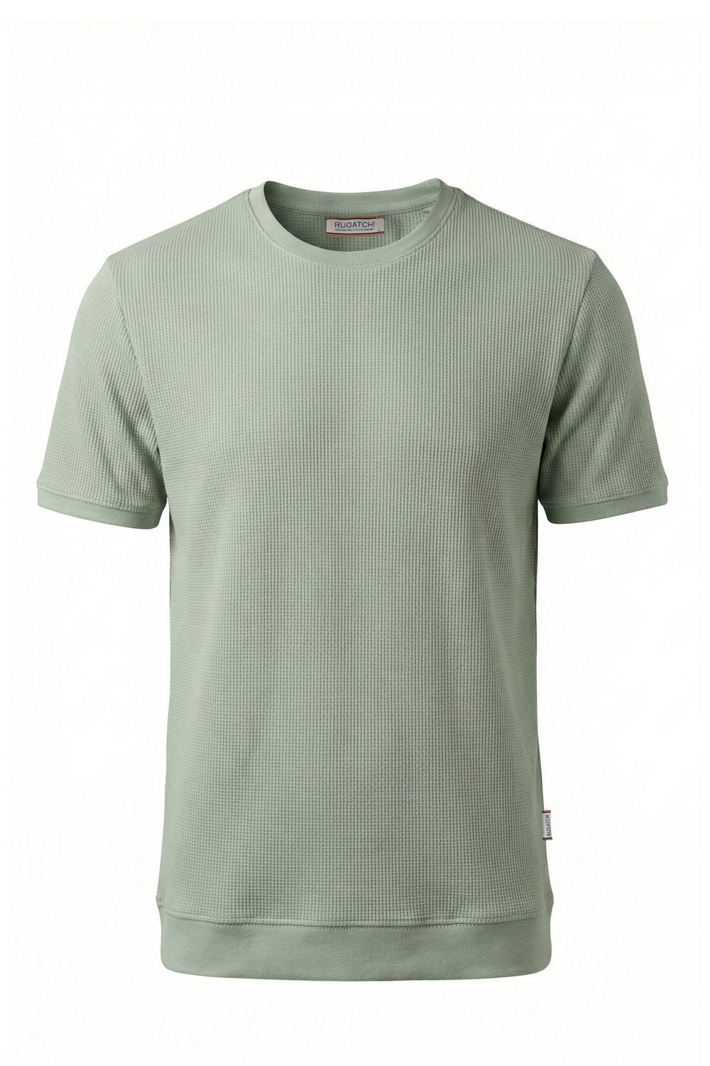 Waffle Crew Neck Shirt with Ribbed Hem