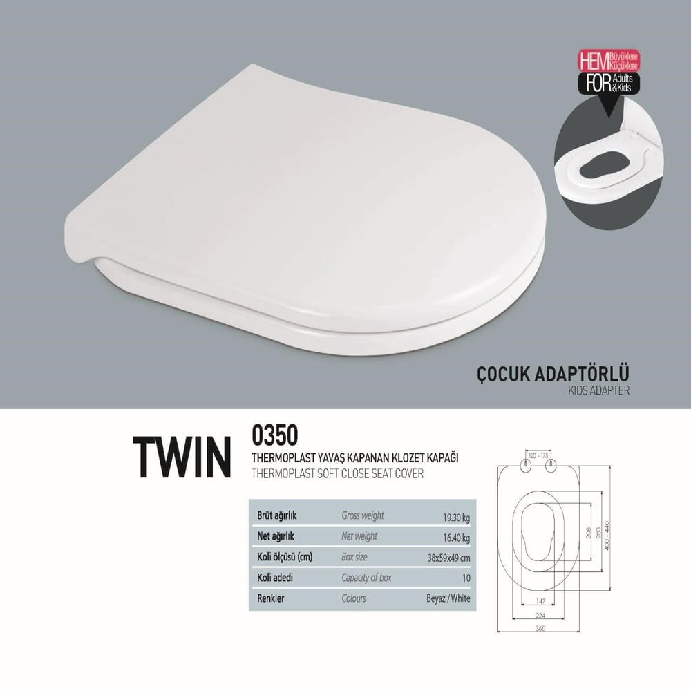 KLOZET KAPAĞI YVŞ.ÜST.SIK.(THER.TWİN) ÇOCUK ADAPTÖ