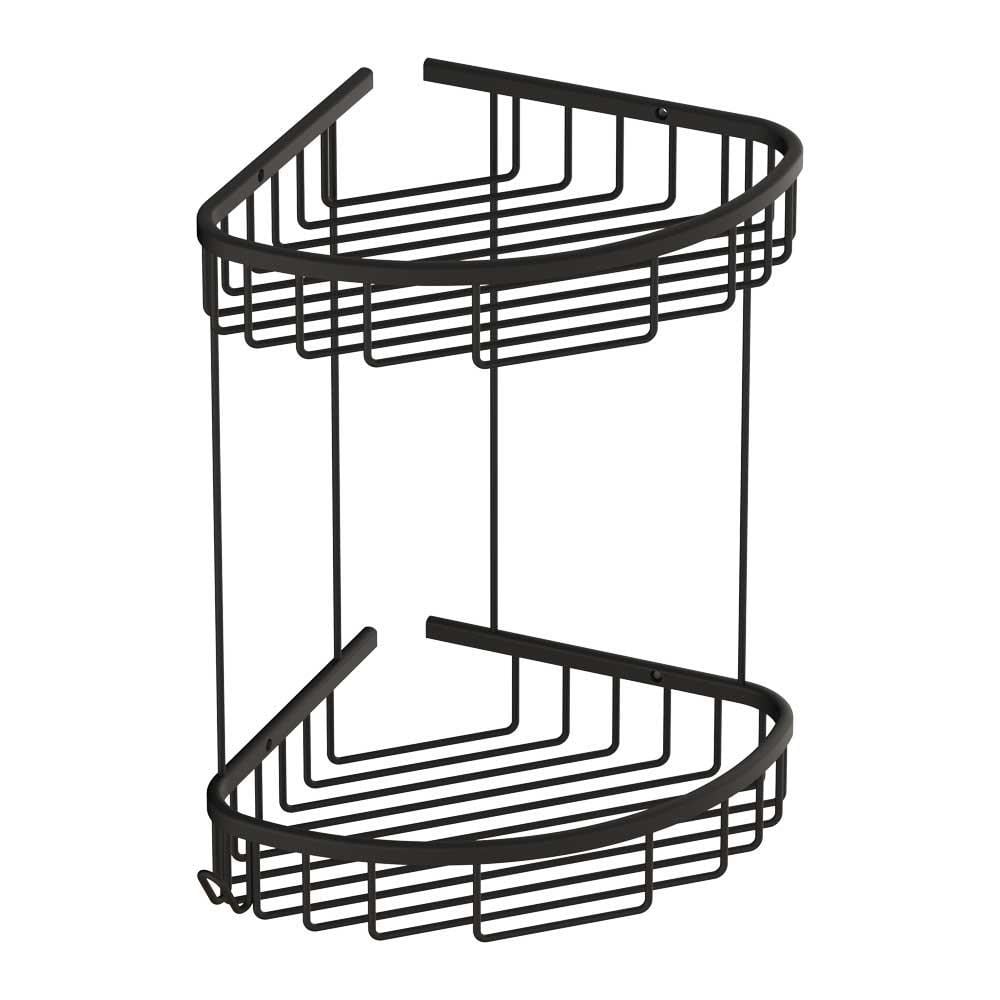 Paslanmaz Pirinç İkili Oval Şampuanlık Siyah 20x20